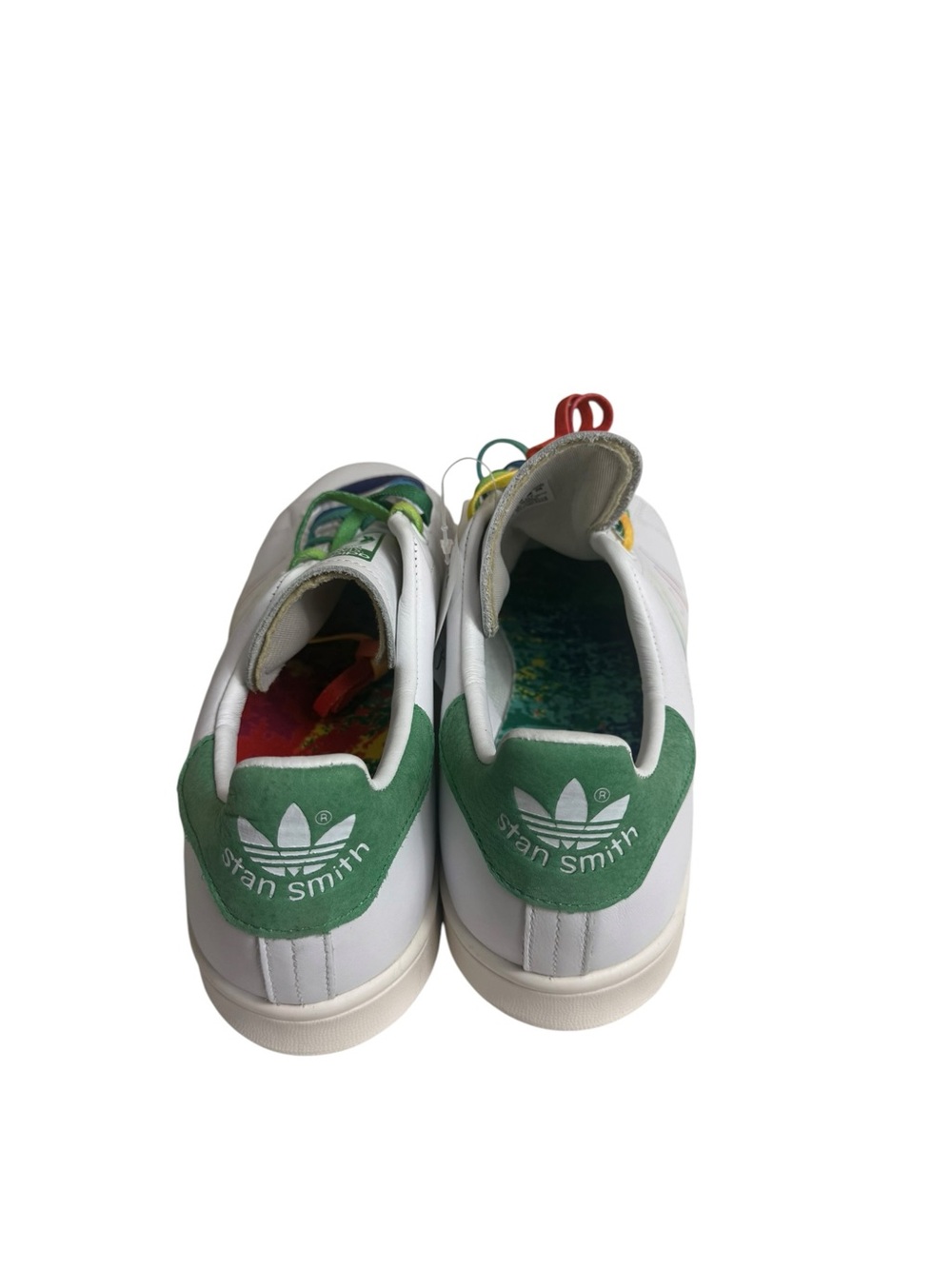 NWT adidas White Stan Smith Sneakers with Rainbow Laces size 10 - Picture 5 of 11